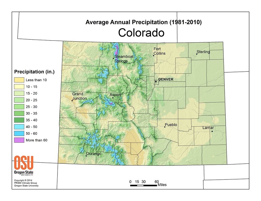 Colorado Precipitation Map in color