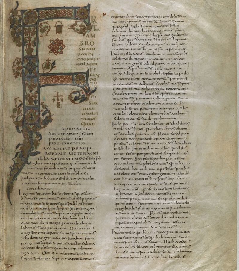 Example of Carolingian script - from from the Moutier-Grandval Bible, France (Tours), c. 830 – c. 840, Add MS 10546, f. 2r